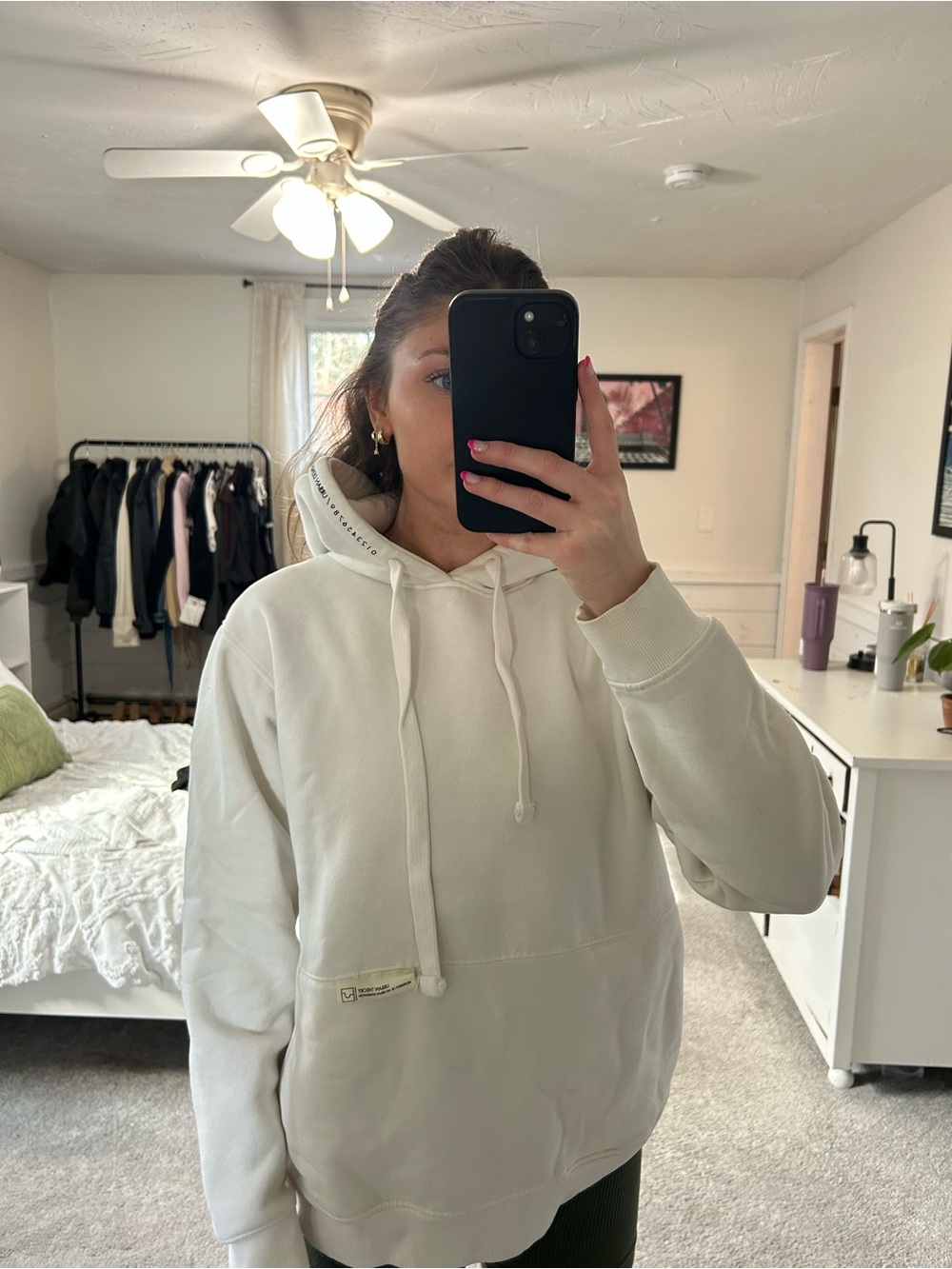 Cream Oversized Hoodie Sweatshirt - Women